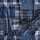 Dark Blue Checks Printed Fabric For Shirt Manufacturer